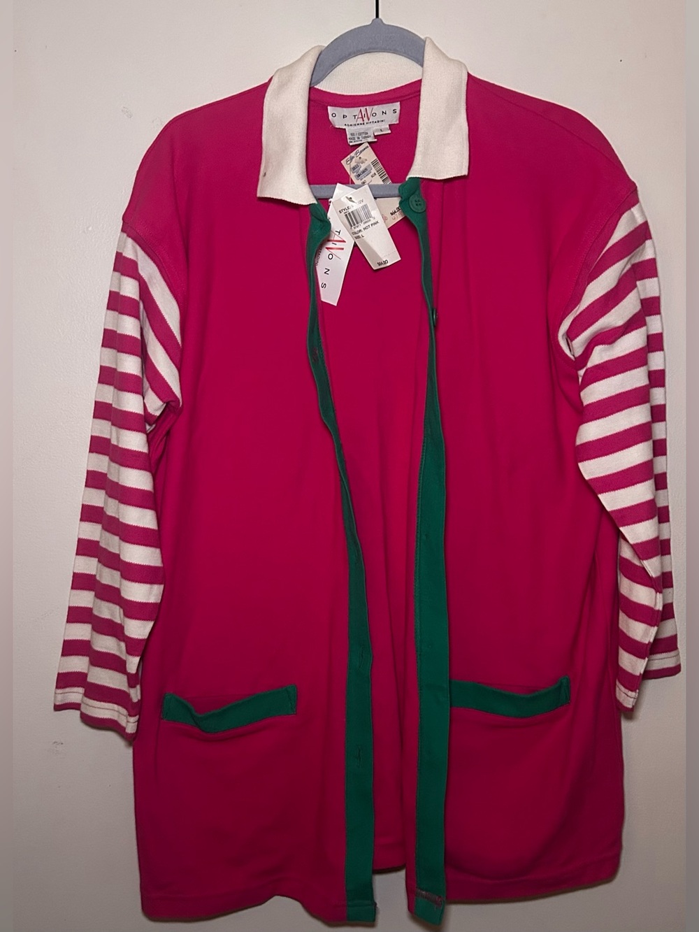 Vintage 90s Adrienne Vittadini NWT Hot Pink Colorblock Cardigan